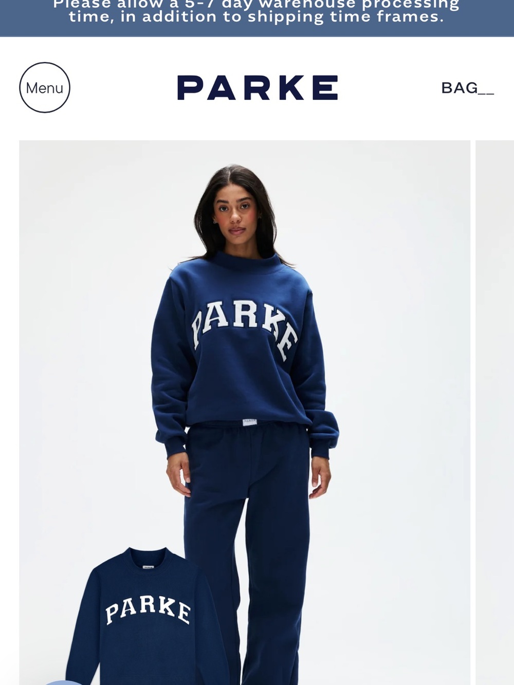 Parke Women's Navy Logo Crewneck Sweatshirt